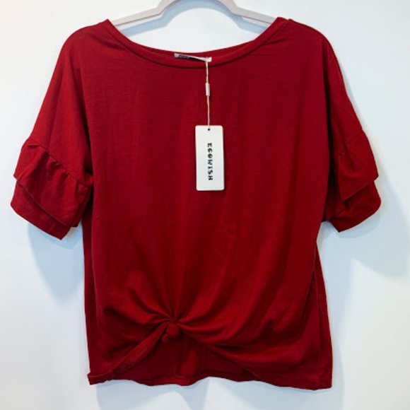 ecowish Tops - ✹ Ruffle sleeve burgundy top  NWT